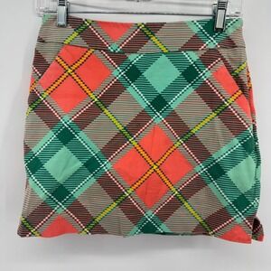 Loudmouth Golf Skort Women 2 Multicolor Argyle Plaid Cotton Blend Mini Athletic